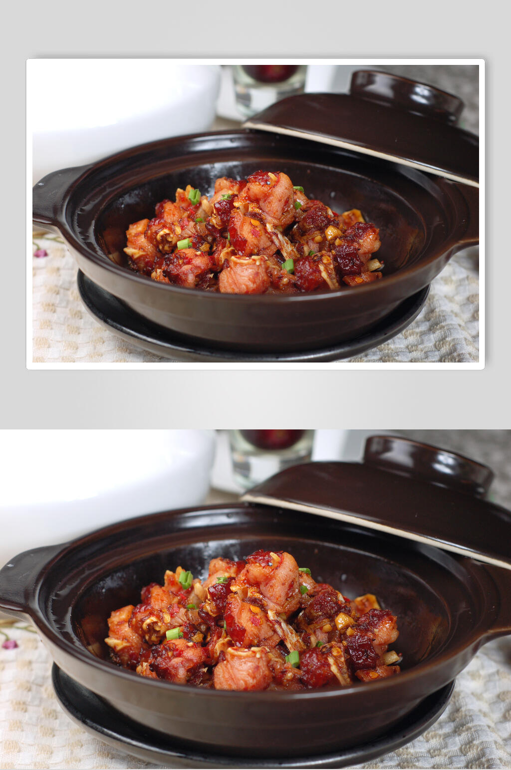 钵仔菜豆辣蒸火鸡食品图片素材