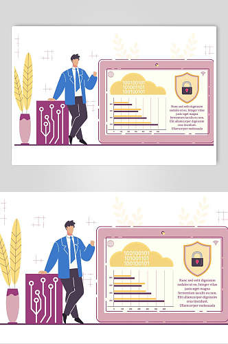 浅紫色增长图示商务插画设计