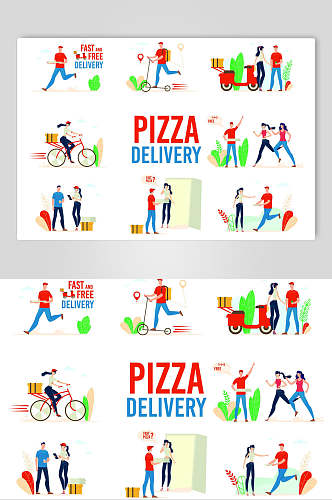 披萨业务拓展商务插画设计