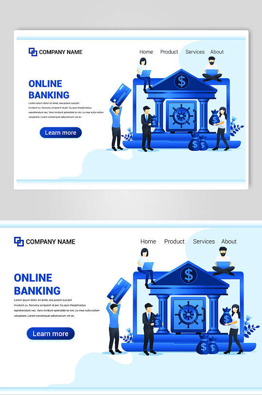 网上银行商务插画设计