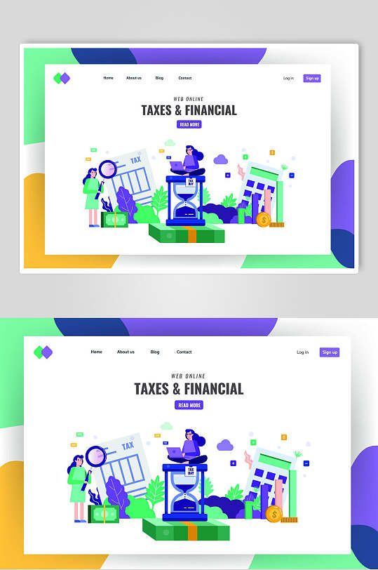 金融税收网站商务插画设计