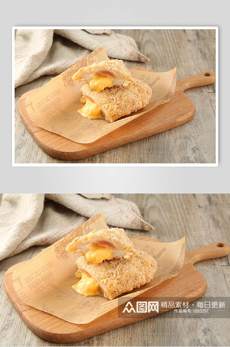 金黄爆浆鸡排食品高清图片素材