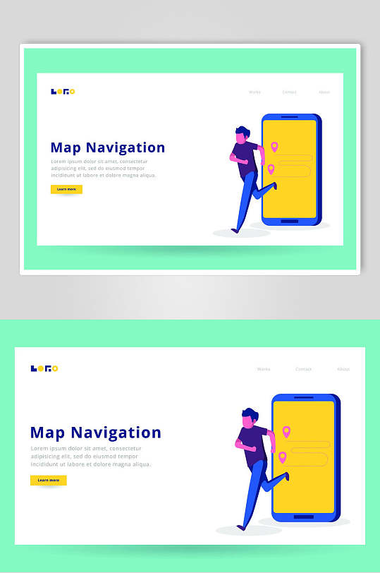 商务导航地图插画素材设计