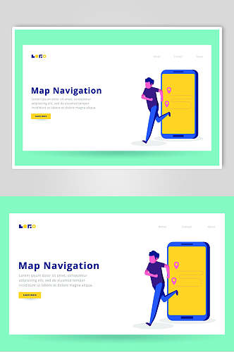 商务导航地图插画素材设计