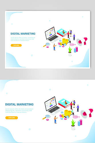 25D数字市场网页商务插画设计