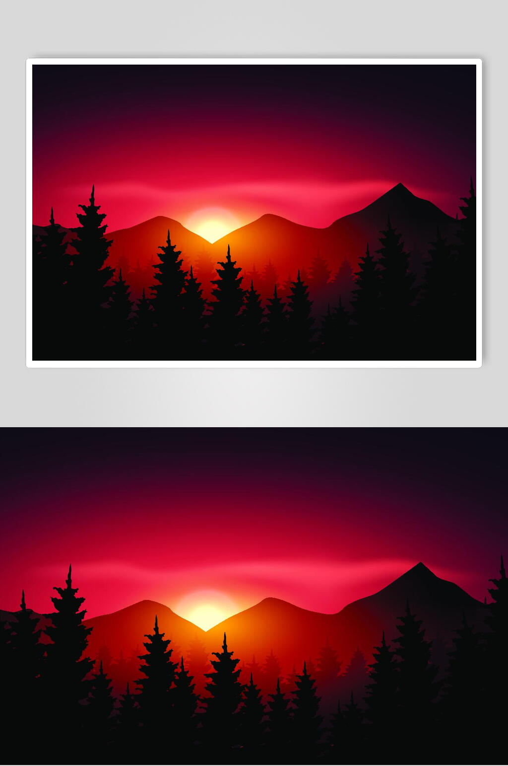 朝霞夕阳插画素材设计素材