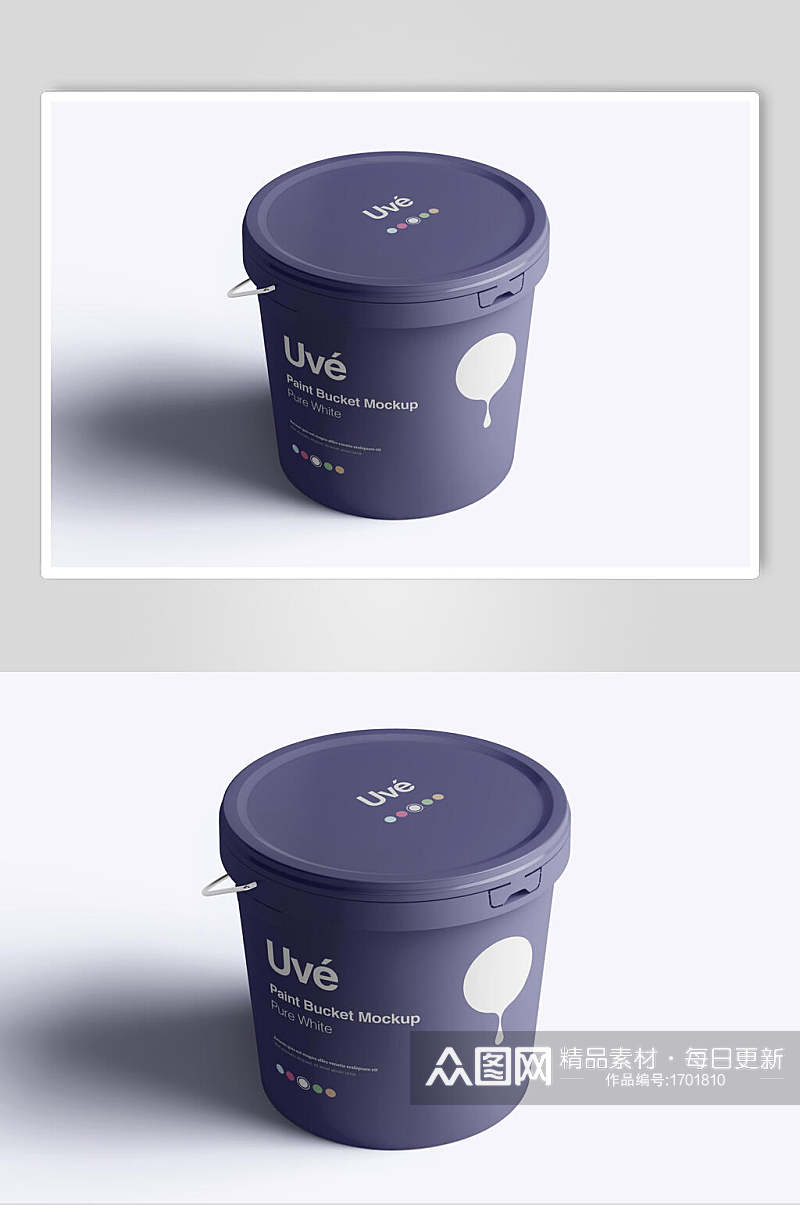 简约紫色油漆桶包装样机效果图素材