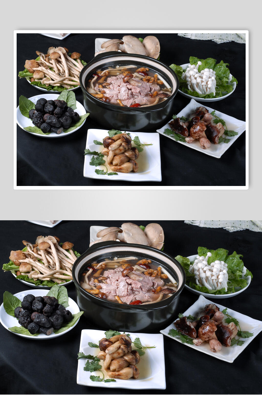 野菌牛肉煲美食高清图片素材