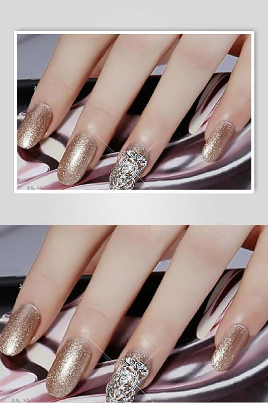 时尚金色指甲油美甲高清图片