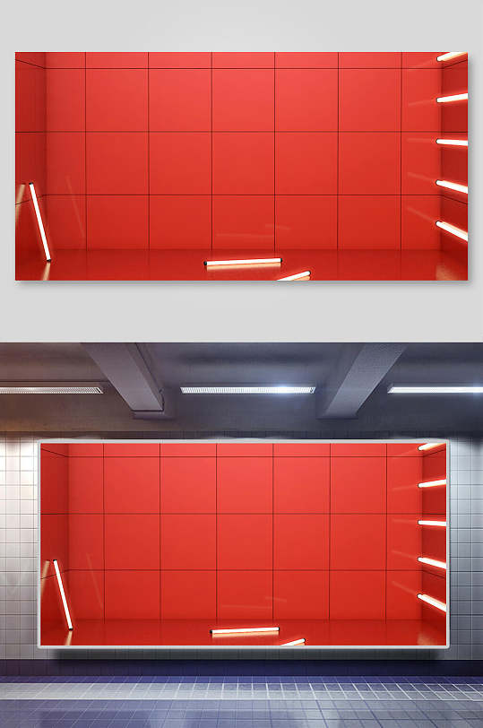 电商背景设计大红网格背景墙面