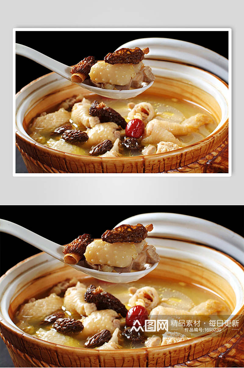 火锅羊肚菌炖土鸡食品高清图片素材