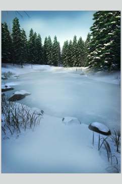 哥特风雪景河流童话高清图片