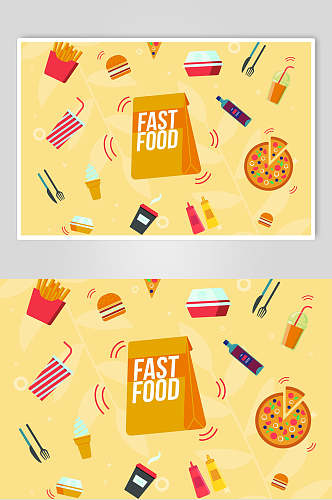 商务插画设计快餐外面零食设计元素