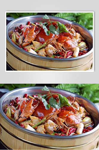 干锅香辣蟹美食图片