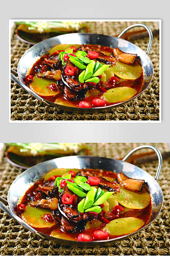干锅莴笋腊肉美食高清图片