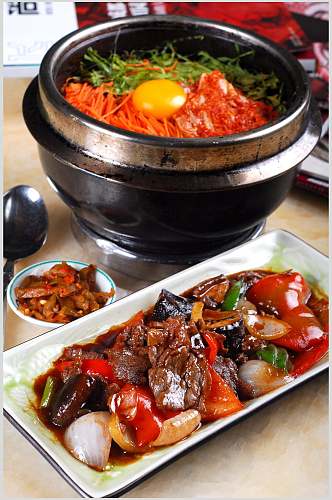 韩式石锅拌饭餐饮美食图片