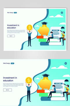 简约教育投资计划商务插画设计