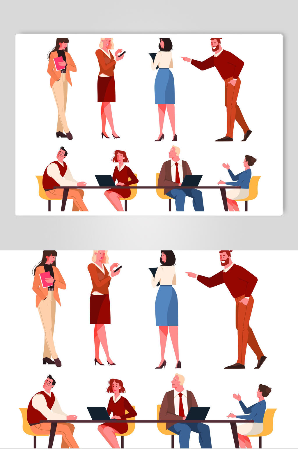 卡通人物会谈商务插画设计素材