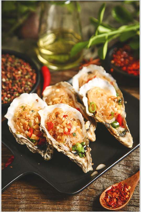 美味烤生蚝美食高清图片