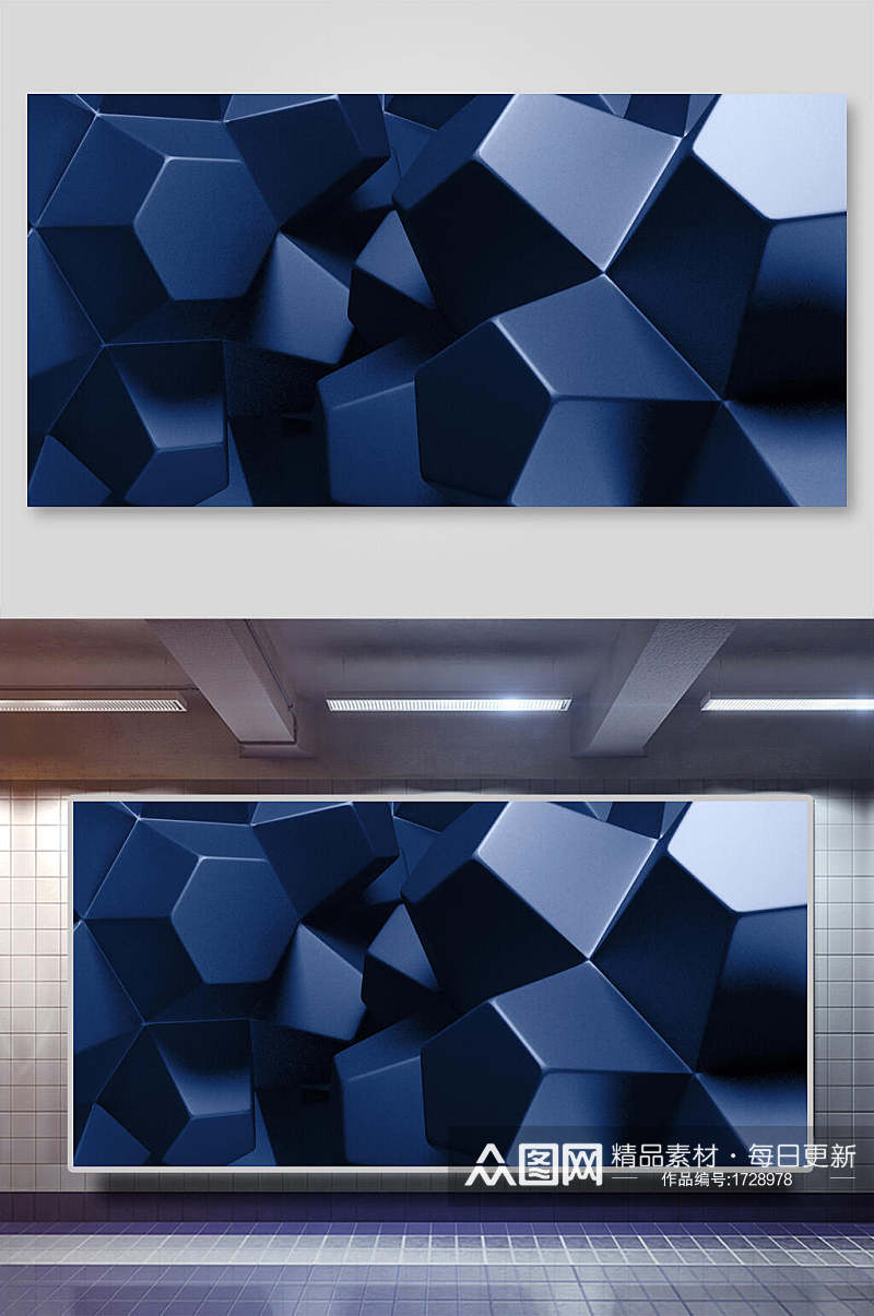 蓝色菱格背景素材设计素材