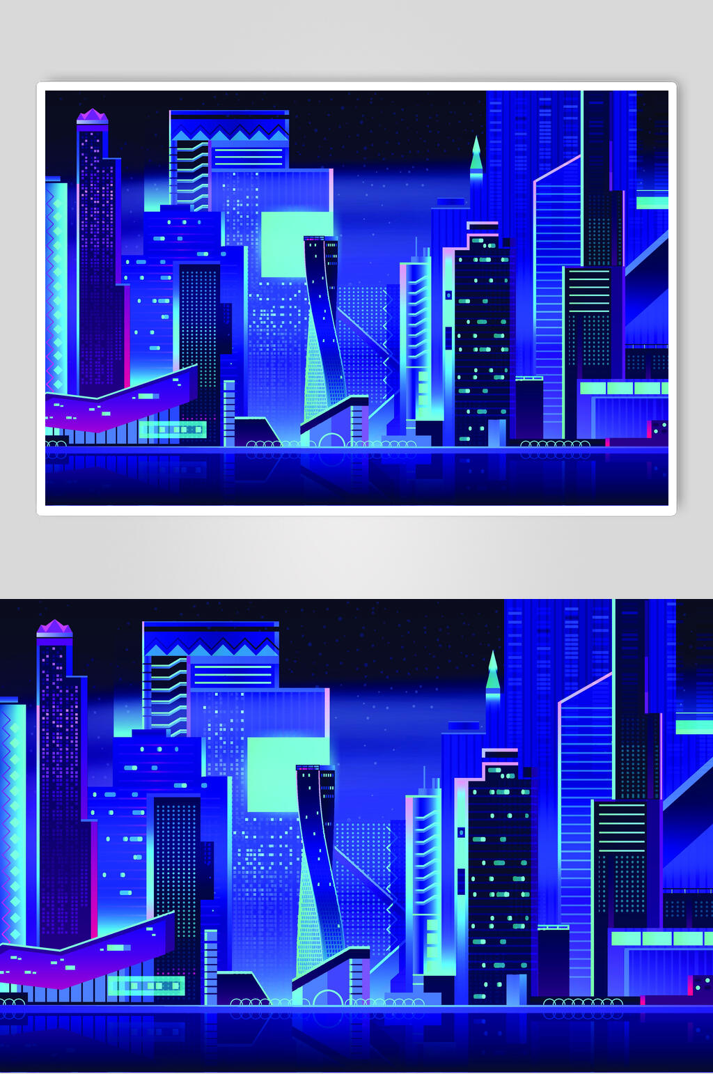 炫彩城市海报插画素材素材