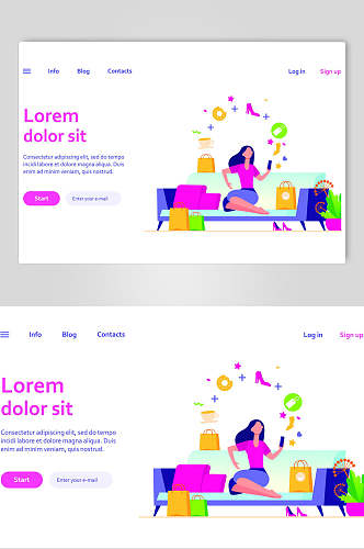 女性移动购物网站商务插画设计