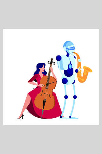 机器人音乐商务插画设计