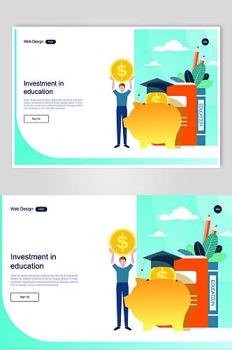 投资教育网页商务插画设计