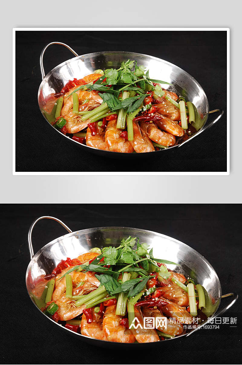 干锅香辣虾美食高清图片素材