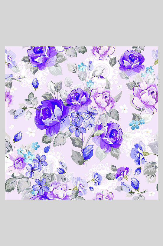 紫色浪漫花卉植物底纹插画素材