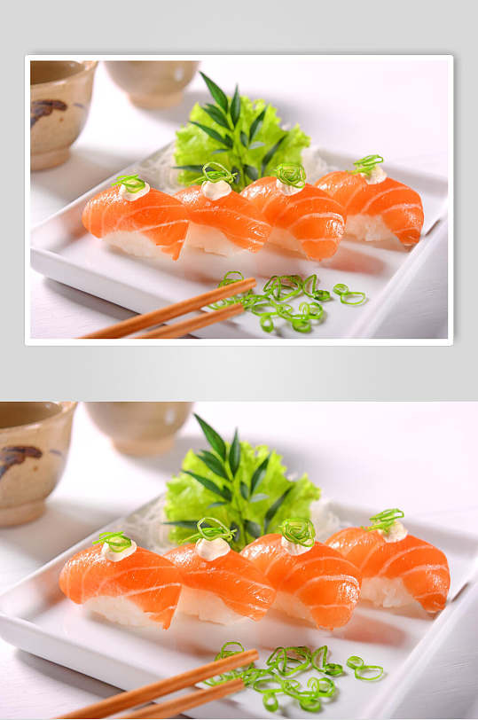 招牌三文鱼寿司美食食品高清图片
