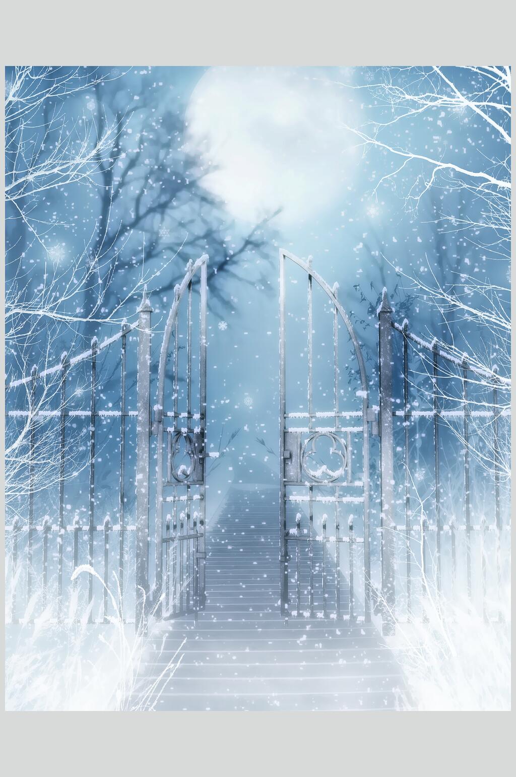 哥特风雪景花园童话摄影图片素材