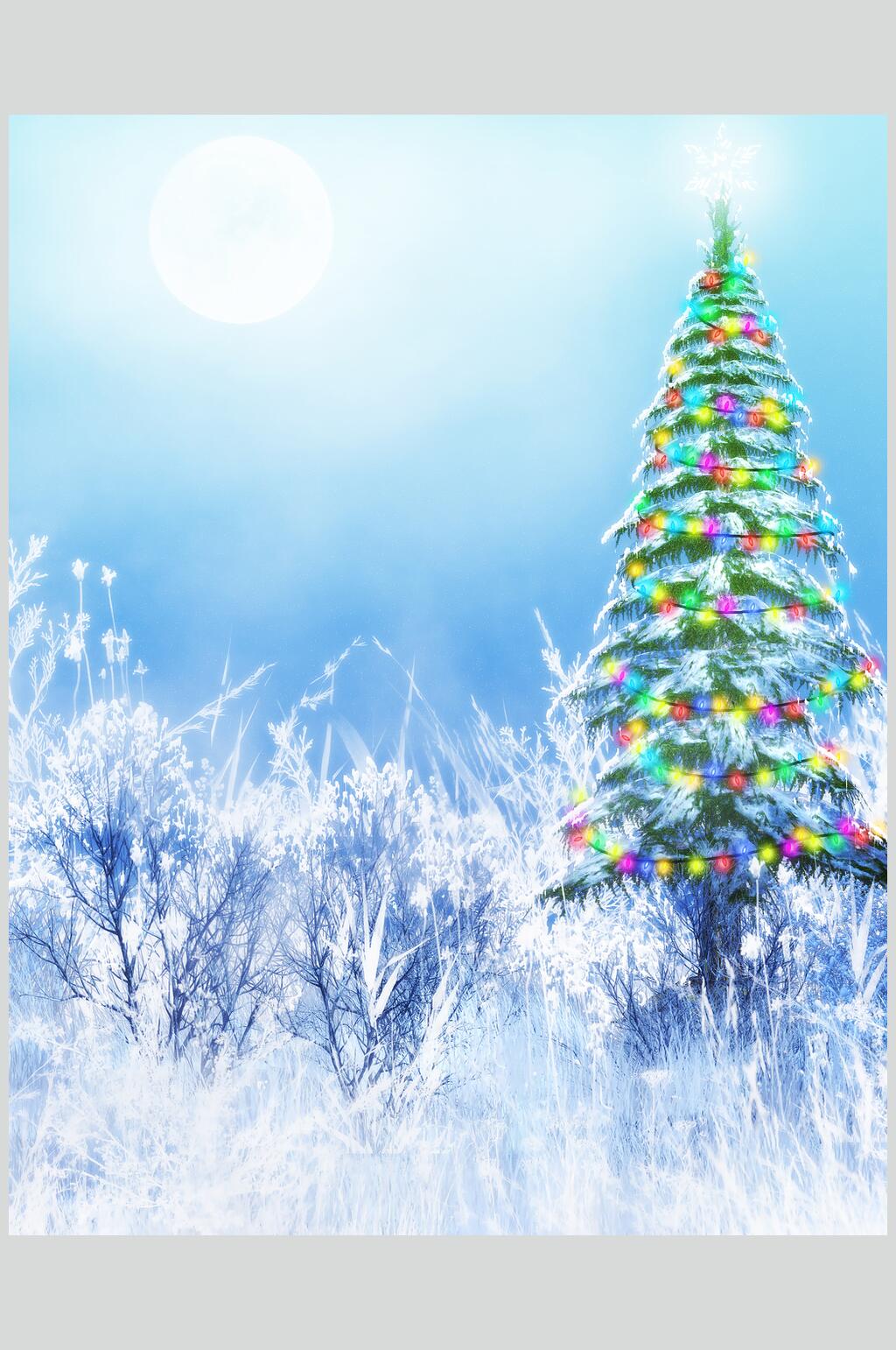 哥特风雪景童话圣诞树摄影图片素材