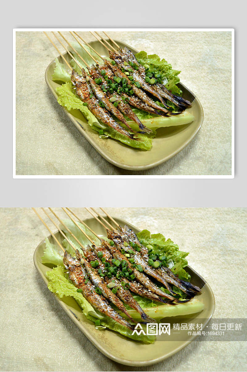 烤多春鱼美食摄影图片素材