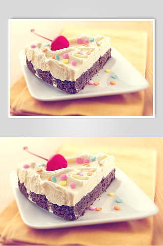 西式糕点樱桃奶油蛋糕食品图片