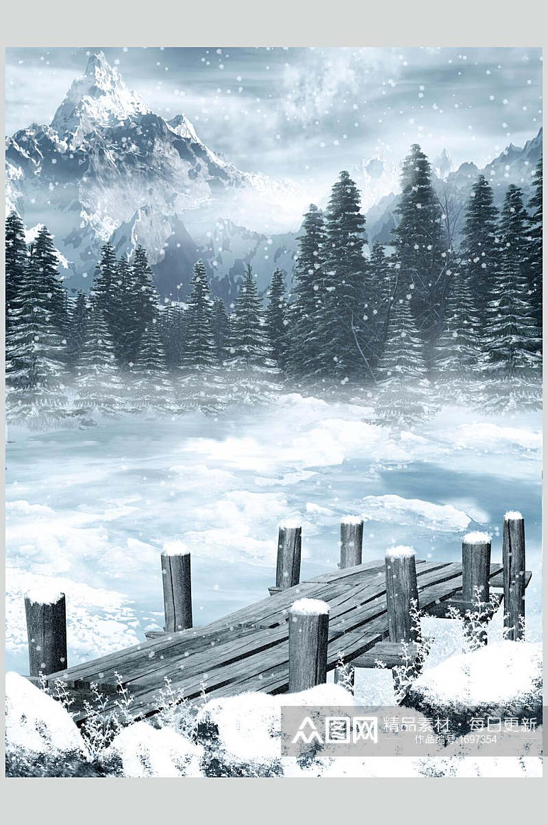 唯美哥特风雪景童话山水摄影图片素材