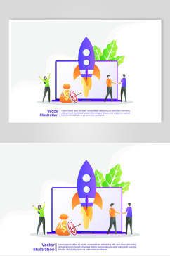 火箭理财商务插画设计素材