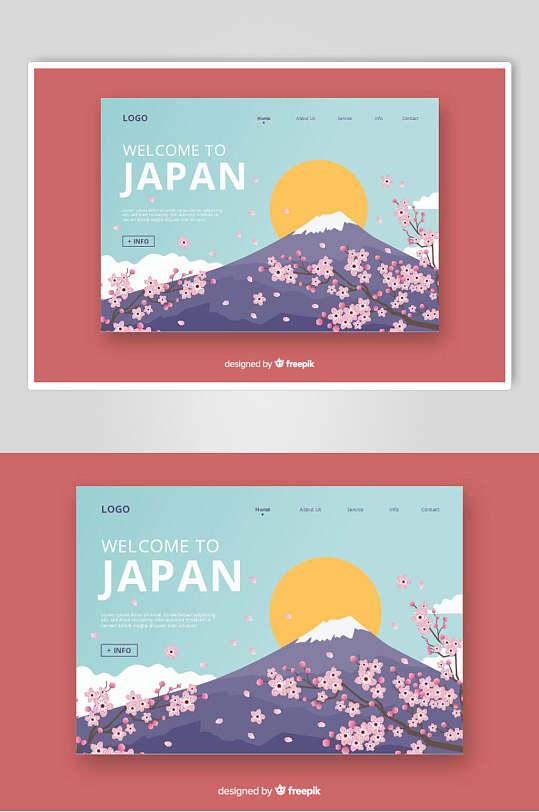 日光下富士山插画设计