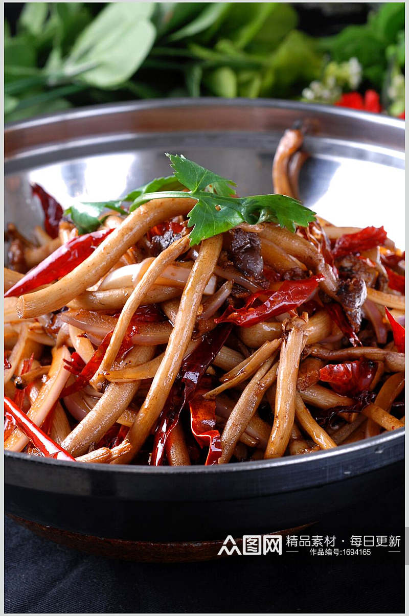 鲜香热菜干锅茶树菇餐饮美食图片素材