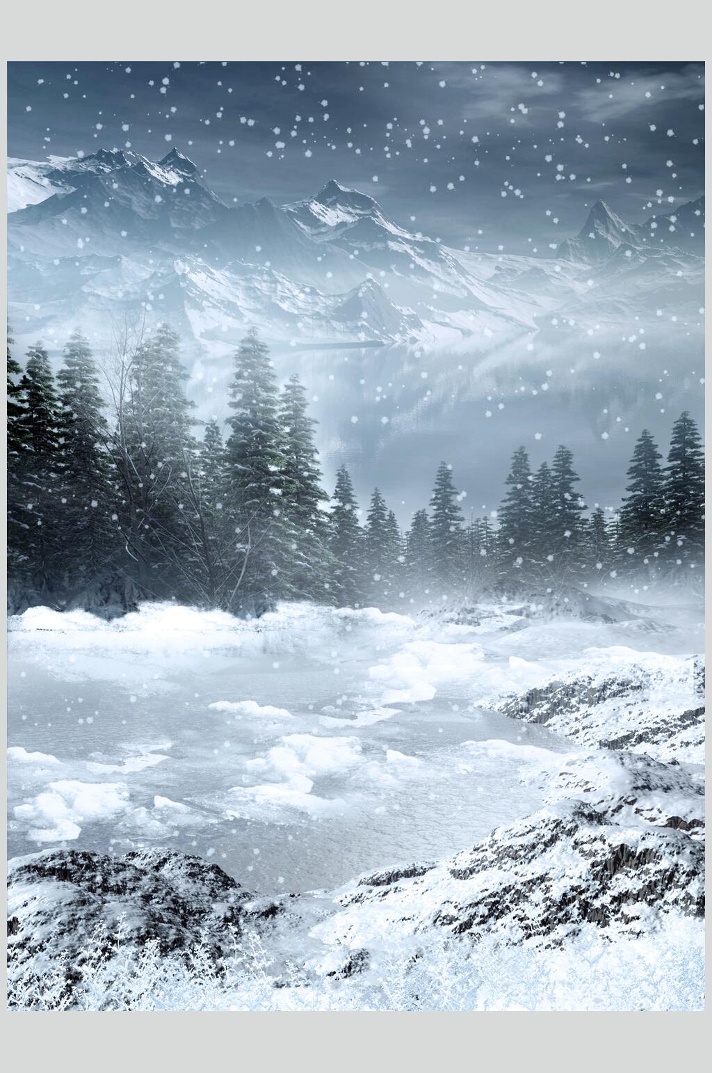 哥特风雪景童话山林摄影图片素材