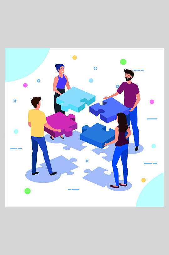 商务插画拼图图片-商务插画拼图素材下载-众图网