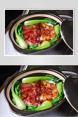 广式腊肉香肠煲仔饭美食摄影图片