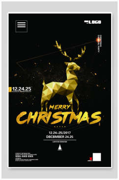 黑金麋鹿圣诞节海报设计
