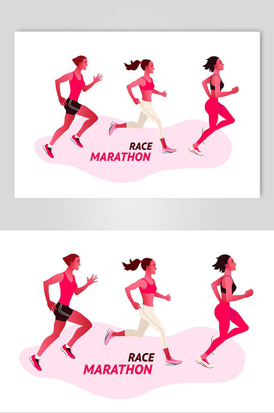 女子马拉松插画设计素材