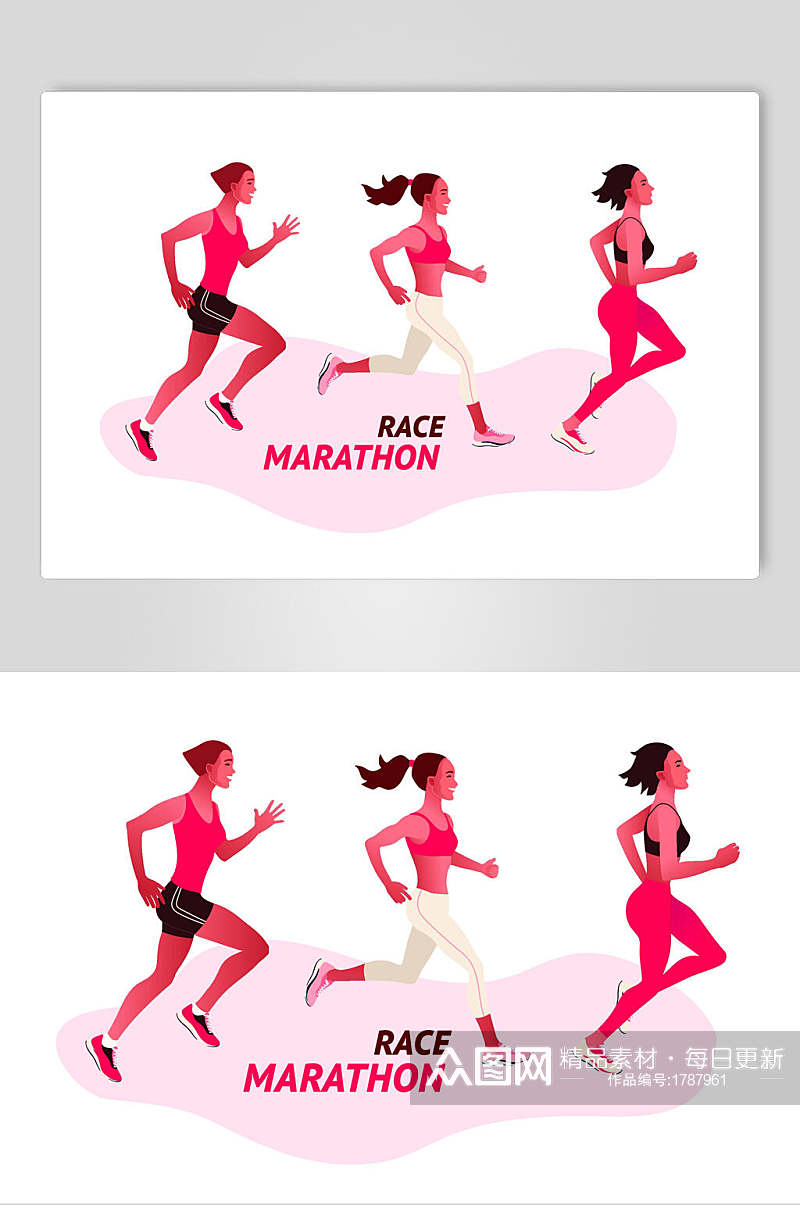 女子马拉松插画设计素材素材
