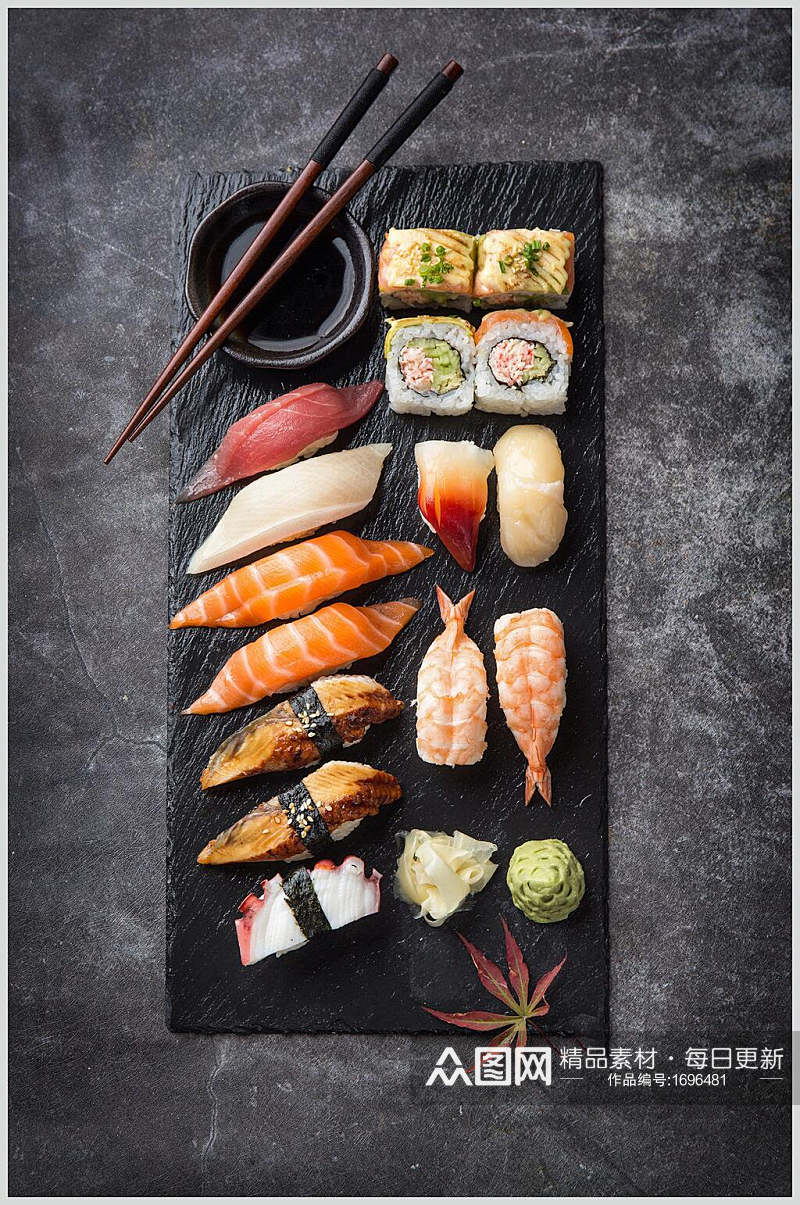 日式招牌海鲜寿司拼盘食品图片素材