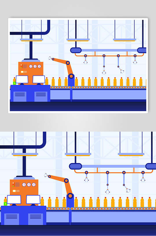 自动化机械运作插画设计