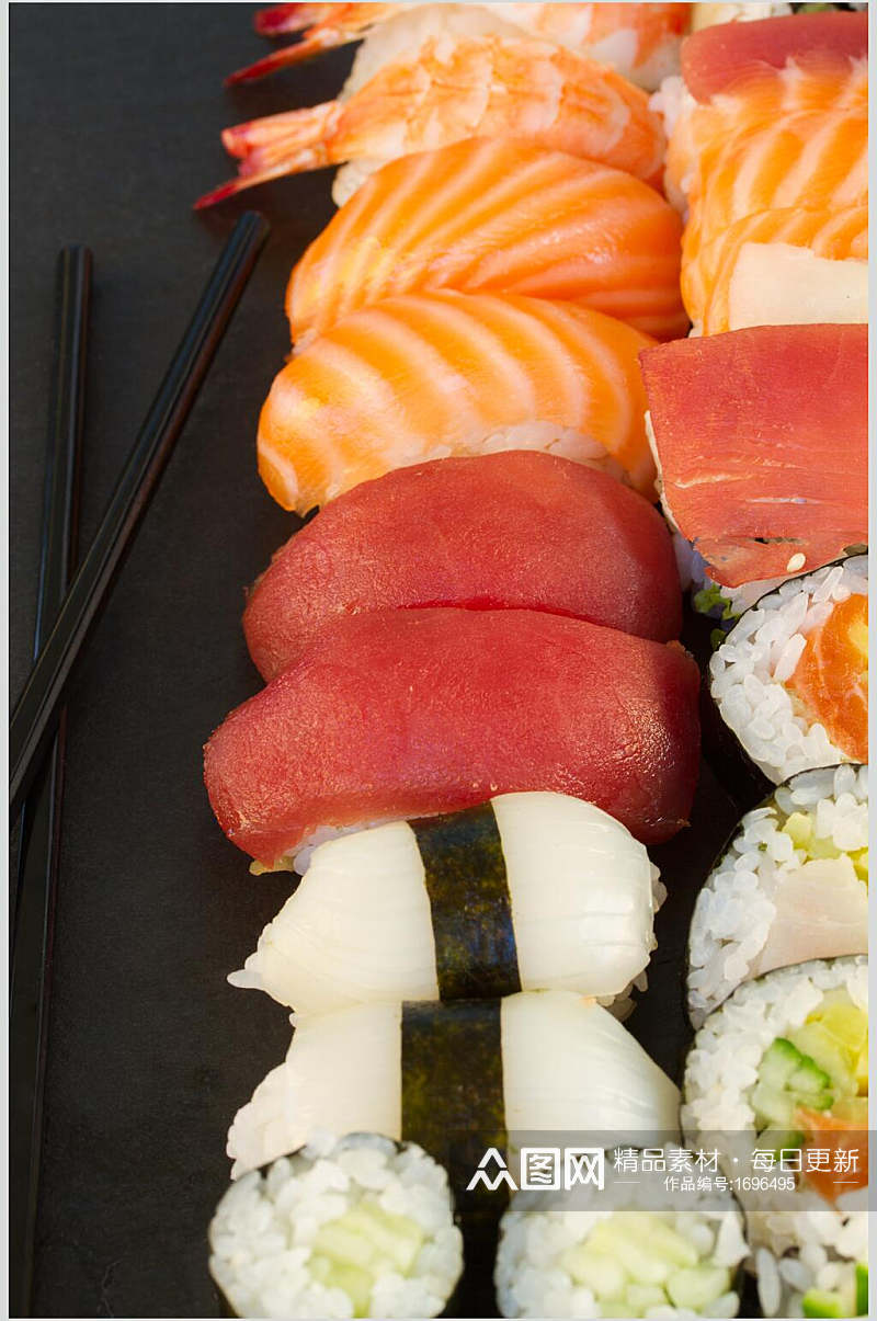 美味日式料理寿司拼盘美食特写高清图片素材