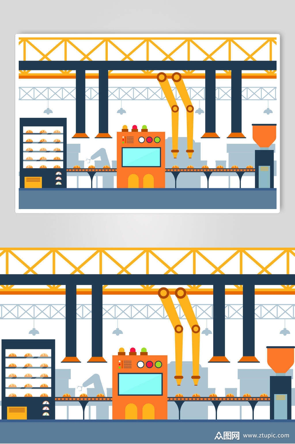 插画设计暑假自动化生产车间场景