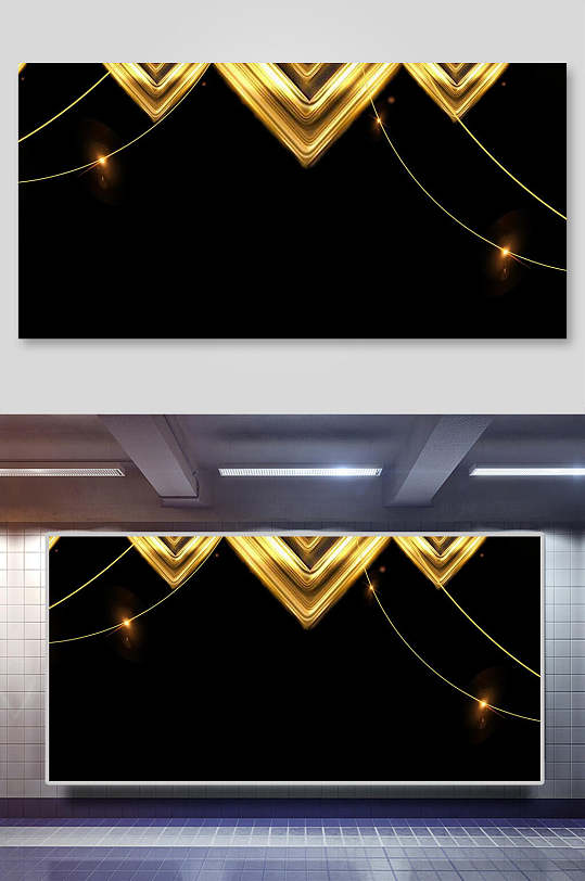 时尚经典大气黑金banner舞台背景